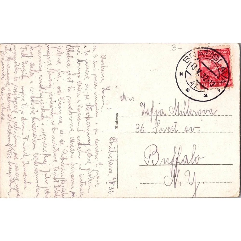 Vintage Bratislava Dunaj River Steamboat Postcard‎ Czechoslovakia 1932